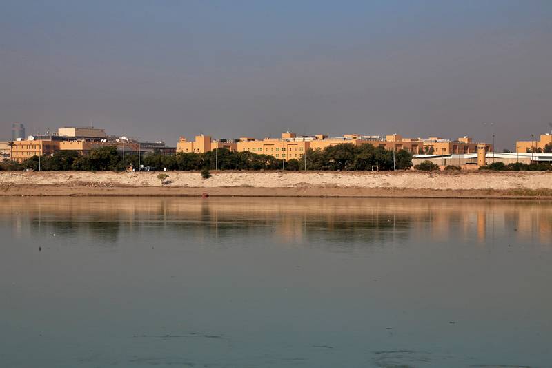 The U.S. Embassy is seen from across the Tigris River in Baghdad, Iraq Jan. 3, 2020.