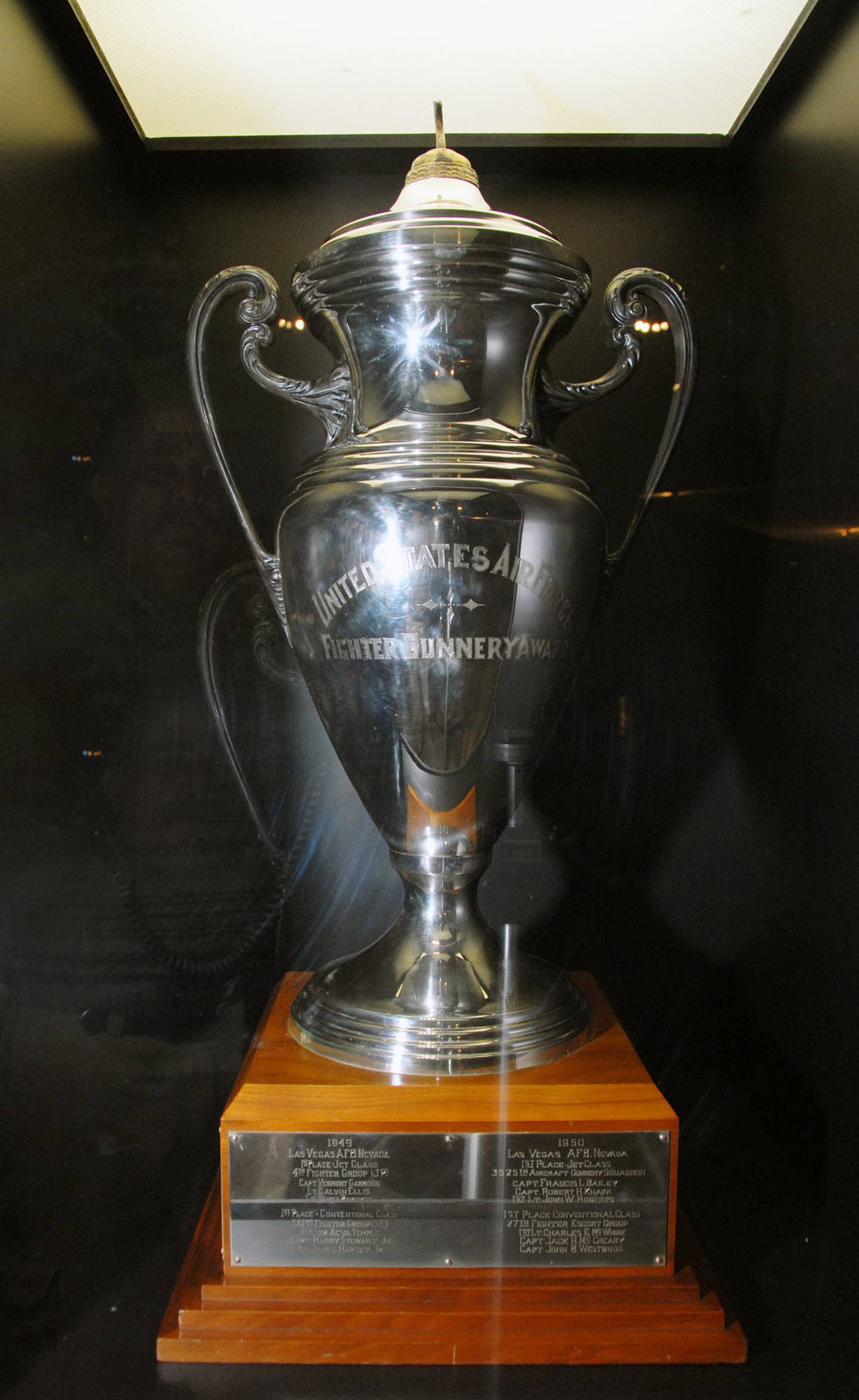 USAF Fighter Gunnery Competition Trophy on display in the World War II Gallery at the National Museum of the U.S. Air Force. (U.S. Air Force photo)
