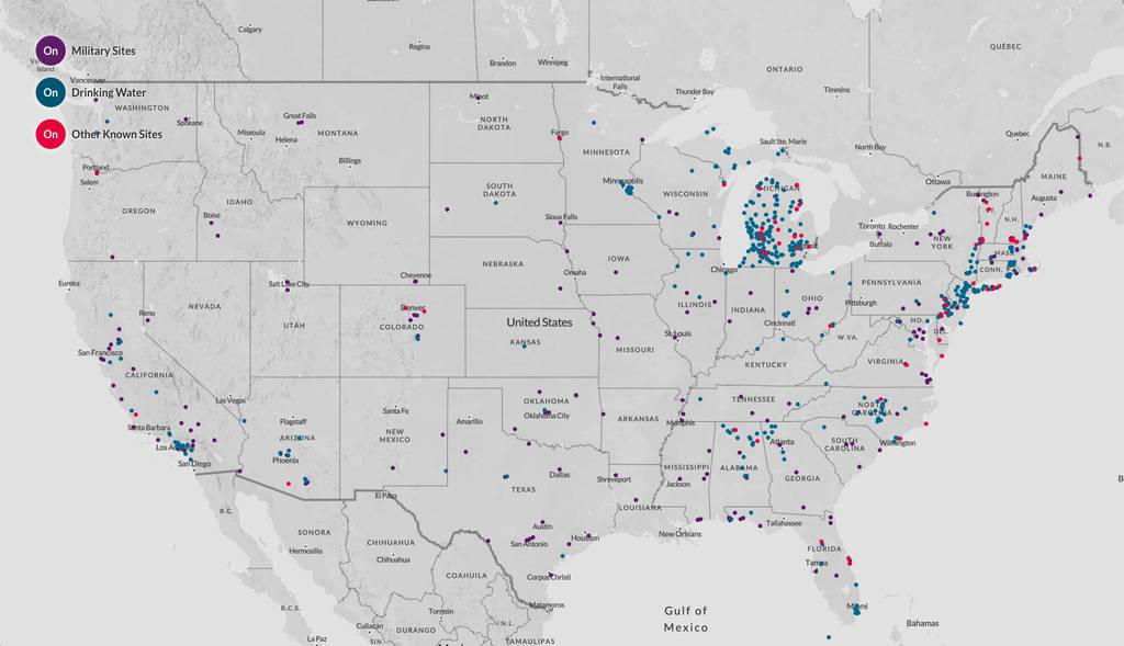 Here’s an updated map of military sites where DoD found cancercausing