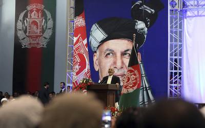 Afghan presidential candidate Ashraf Ghani speaks during the first day of campaigning in Kabul on July 28, 2019.