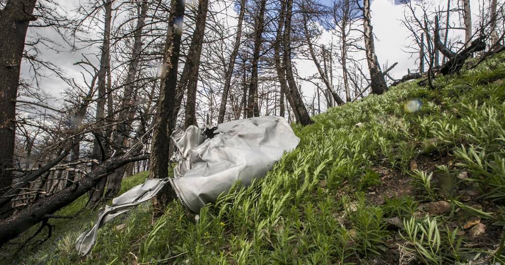 Part of an Air Force bomber that crashed in Montana in 1962 is pictured on June 14, 2016.