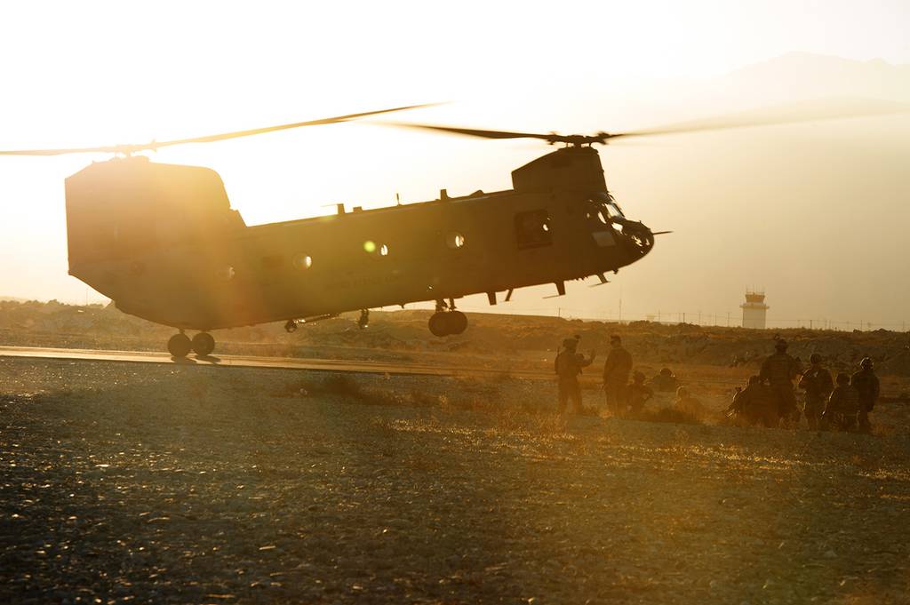 U.S. Air Force pararescue airmen conduct helicopter hoist training Nov. 5, 2018 at Bagram Airfield, Afghanistan.