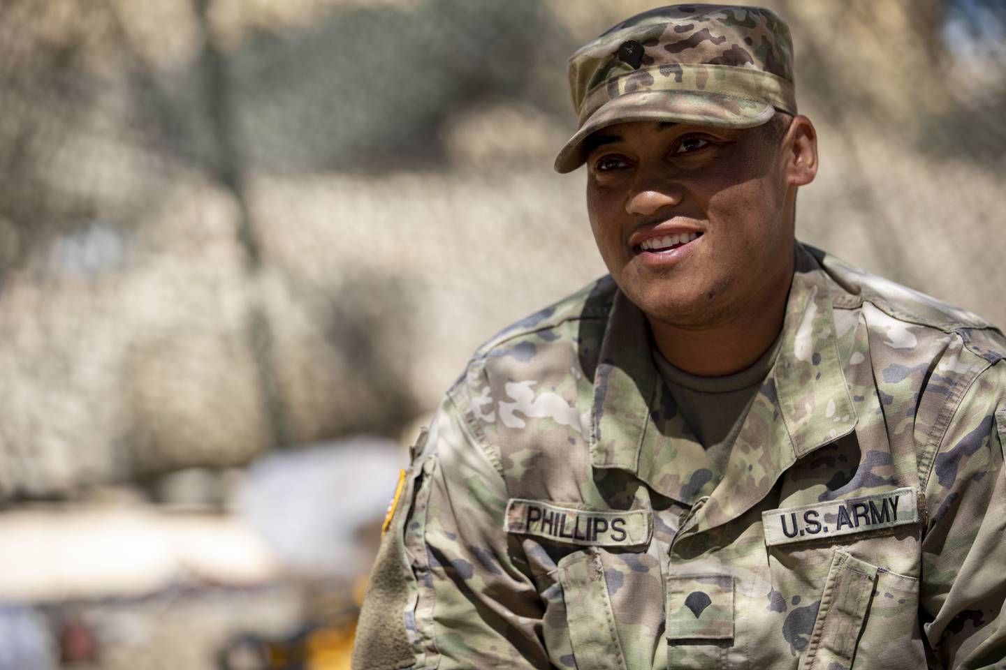 Army Reserve Spc. Leo Phillips, a water treatment specialist assigned to the 968th Quartermaster Company based in Tustin, California, shares his story as a transgender soldier during the Quartermaster Liquid Logistics Exercise at Camp Pendleton in 2022.