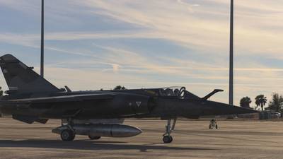 A Mirage F1 with the Airborne Tactical Advantage Company sits on the flight line at Tyndall Air Force Base, Fla., Dec. 14, 2020. (Staff Sgt. Magen Reeves/Air Force)