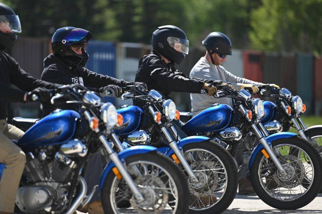 Airmen on motorcycles in New Hampshire