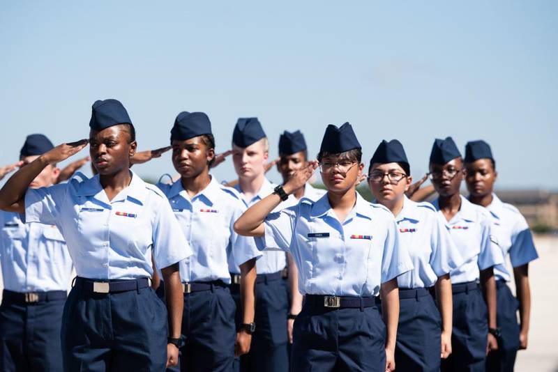 More than 600 airmen assigned to the 320th Training Squadron graduated from Basic Military Training at Joint Base San Antonio-Lackland, Texas, July 7-8, 2022. (Miriam Thurber/Air Force)