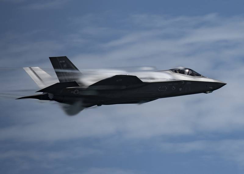 Capt. Kristin Wolfe, F-35 Demonstration Team pilot and commander, flies during practice prior to the 2020 Ocean City Air Show at Ocean City, Md., Aug. 14, 2020.