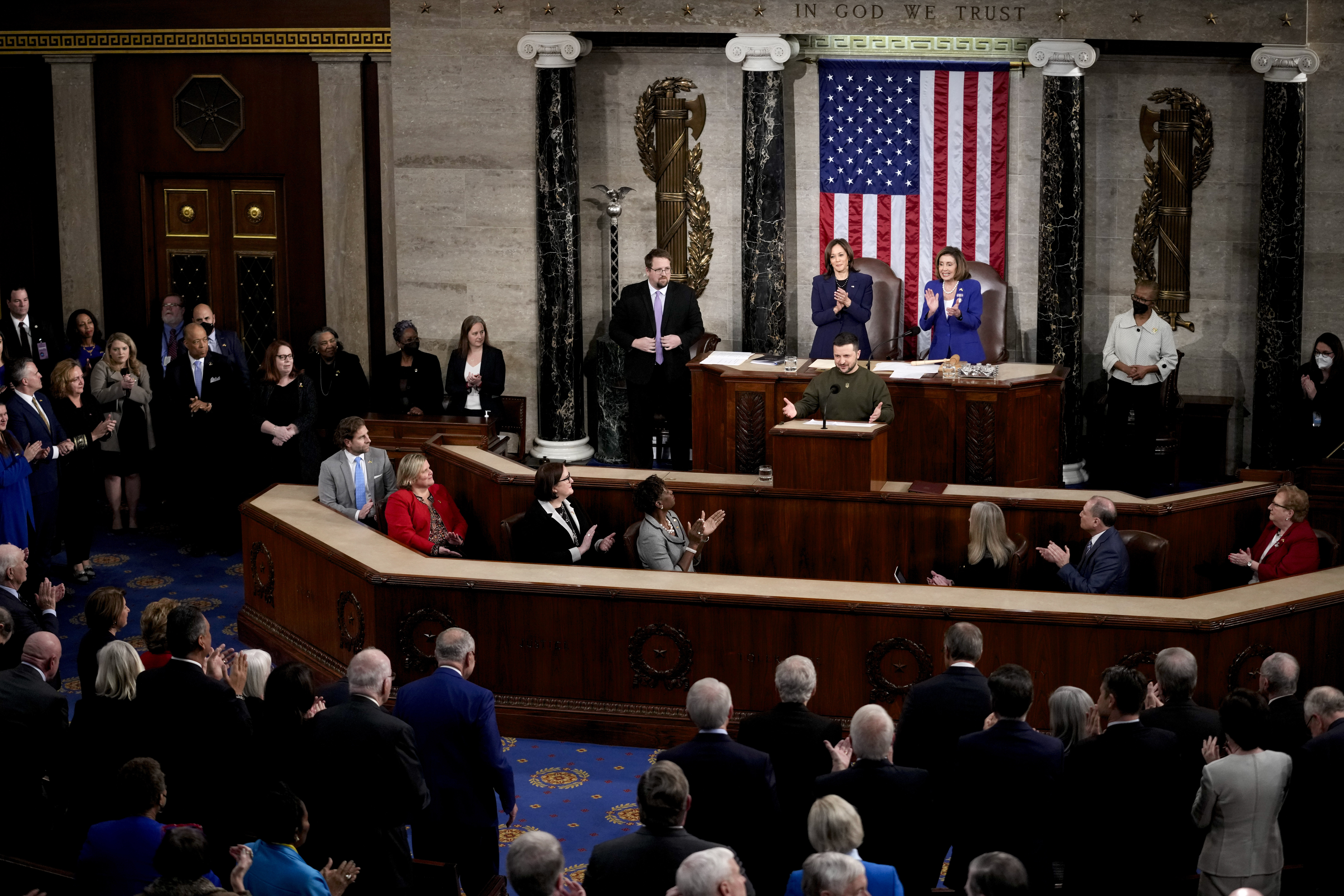 Ukrainian President Volodymyr Zelenskyy addresses a joint meeting of Congress on Capitol Hill in Washington, Wednesday, Dec. 21, 2022.